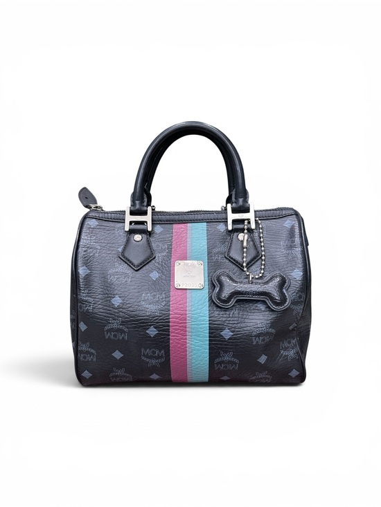 MCM Handbags - MCM Pet Collection Black Visetos Boston Bag Dog Bone Charm Satchel